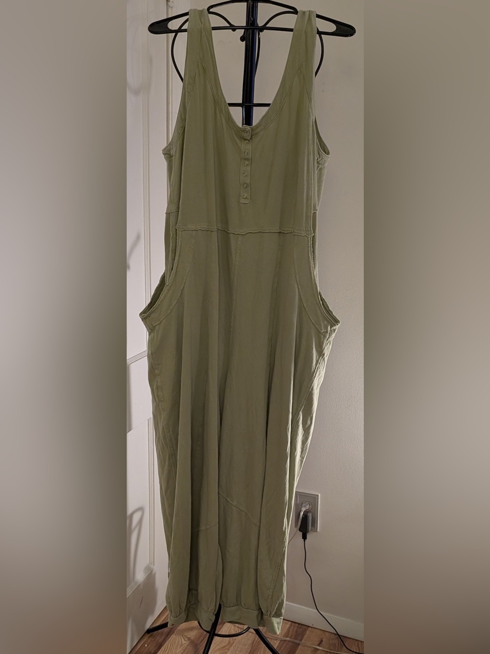 Free People Olive Green Relaxed Jumpsuit Size Large